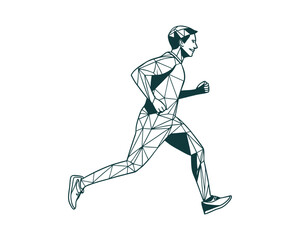 Low Poly Vector of Male Runner | Geometric Polygon Jogging Illustration
