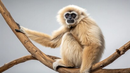 Fototapeta premium Gibbon on studio background