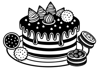 banana Chocolate chip muffins in paper cases , sketch vector illustration