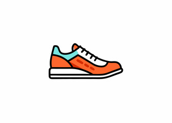 Hand drawn detailed sneakers, gym shoes Minimalist concept vector illustration