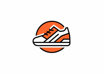Hand drawn detailed sneakers, gym shoes Minimalist concept vector illustration