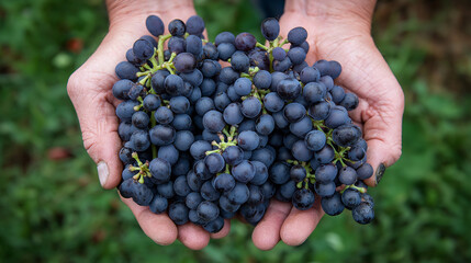 Grapes in a man's hands 