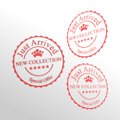 grunge rubber stamp with the new collection text set