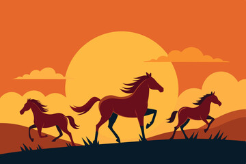 Fototapeta premium horses in desert