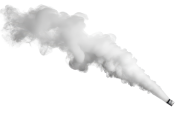 Thick white smoke emission rising from industrial ventilation system in isolated location during daytime