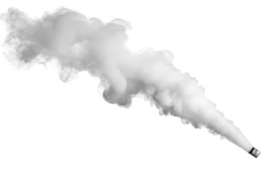 Thick white smoke emission rising from industrial ventilation system in isolated location during daytime