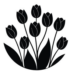 Elegant Black and White Tulip Illustration Simple Floral Design