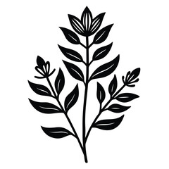 Fototapeta premium Elegant Floral Illustration Stylized Black and White Botanical Art Print