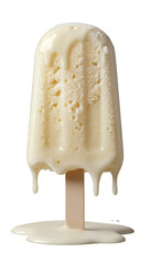 White Ice Cream Popsicle with Transparent Background, Sleek Digital Asset