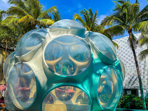 Miami, USA - February 19, 2025: Buckminster Fuller's Fly's Eye Dome in Miami Design District