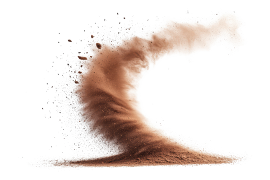 Dust devil creates a small whirlwind of dust, showcasing nature's power and beauty in arid landscapes under bright sunlight