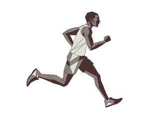 Low Poly Vector of Male Runner | Geometric Polygon Jogging Illustration