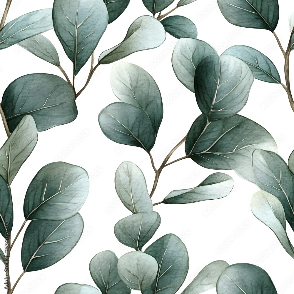 Poster delicate eucalyptus leaves create a repeating pattern.