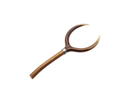 Elegant Wooden and Antler Crutch with Silver Ring Detail