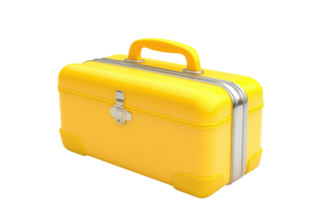 Bright yellow animated suitcase icon designed for travel enthusiasts, perfect for representing packing and adventure themes in various media formats