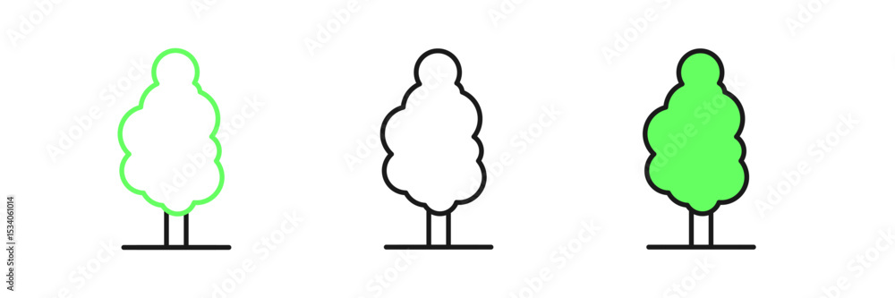 Poster set line tree icon isolated on white background. forest symbol. vector