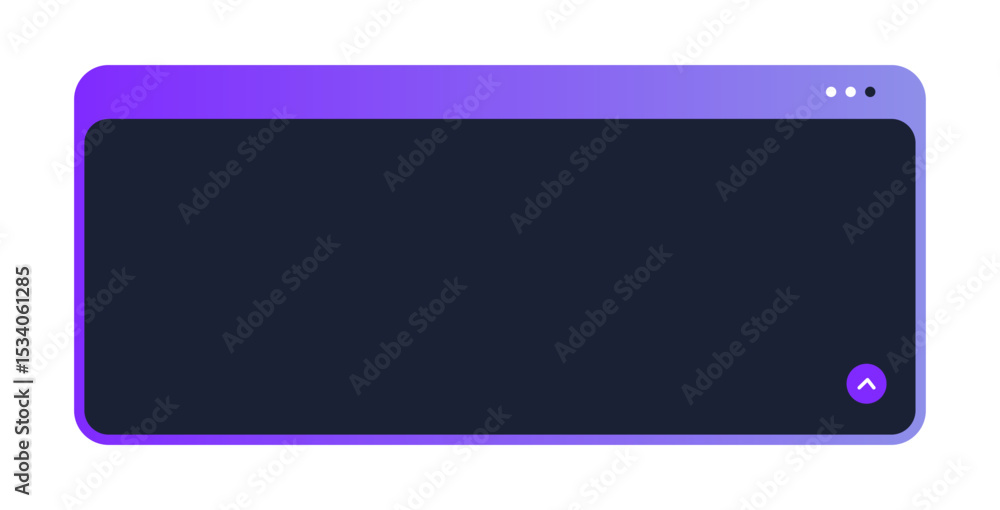 Poster gradient tech ui window with rounded corners. futuristic interface box with navigation icon. minimal