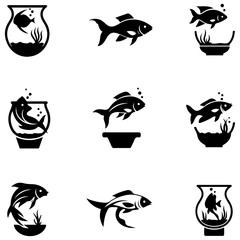 A print-ready collection of fish silhouettes for poster design