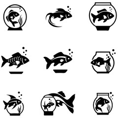 A decal designer's set of assorted tropical fish silhouettes