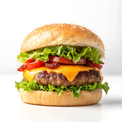 Juicy Cheeseburger with Bacon and Toasted Sesame Bun
