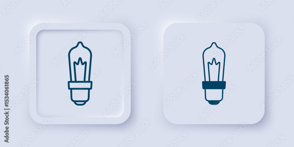 Poster filled and outline light bulb with concept of idea icon isolated on grey background. energy and idea