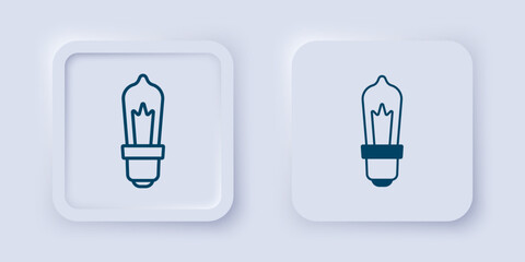 Filled and outline Light bulb with concept of idea icon isolated on grey background. Energy and idea symbol. Inspiration concept. Square button. Vector