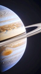 Dramatic View of a Gas Giant Planet With Detailed Rings in Space. AI Generated