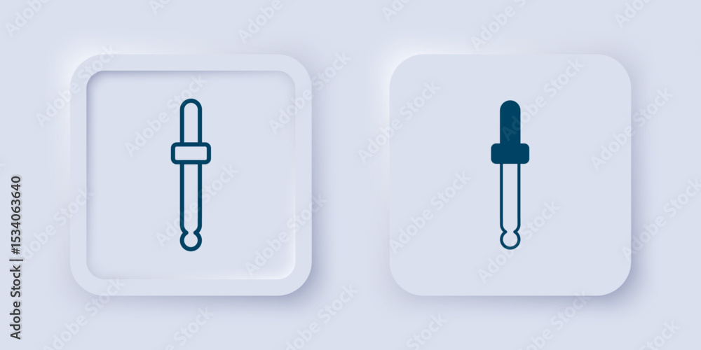 Poster filled and outline eyedropper color picker palette icon isolated on isolated on grey background. squ