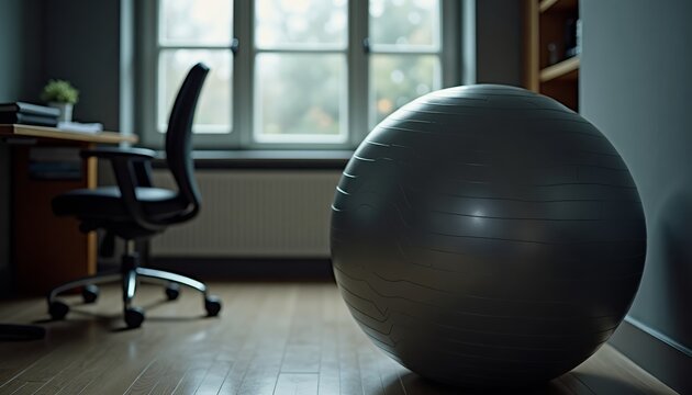 Fitness ball next to chair
