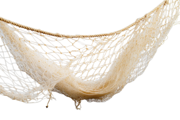 Fishing net with transparent background ideal for creative designs, presentations, and educational materials highlighting aquatic life and fishing techniques