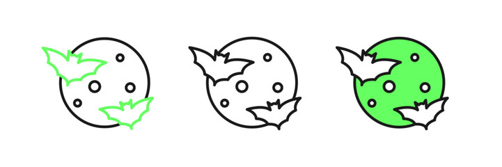 Set line Moon and stars icon isolated on white background. Cloudy night sign. Sleep dreams symbol. Full moon. Night or bed time sign. Vector