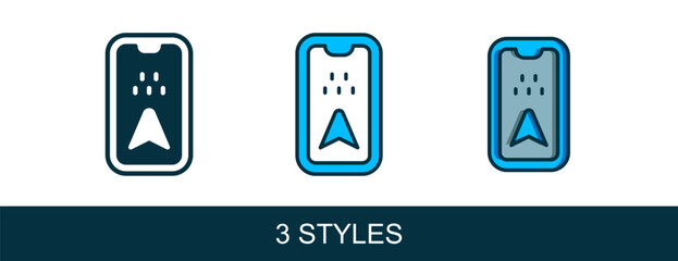 Filled outline Infographic of city map navigation icon isolated on white background. Mobile App Interface concept design. Geolacation concept. Vector