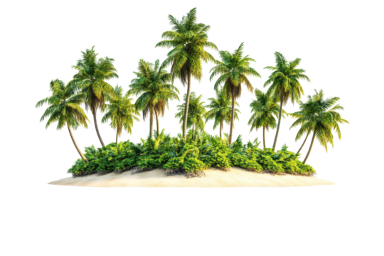 Explore the serene tropical island with lush palm trees surrounded by crystal clear water and inviting sandy beaches during summer travel - Powered by Adobe