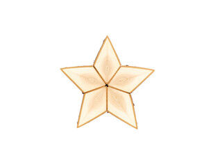 Fototapeta premium Rustic Wooden Star Ornament with Visible Wood Grain and Bark Edges