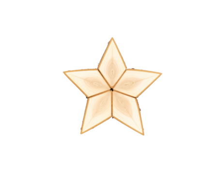 Rustic Wooden Star Ornament with Visible Wood Grain and Bark Edges - Powered by Adobe