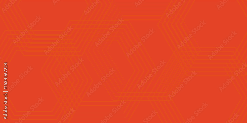 Poster abstract orange background with glowing geometric lines. modern shiny yellow hexagon lines pattern. 