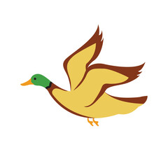 Flying Duck Silhouette Vector | Bird Wildlife Clipart Design