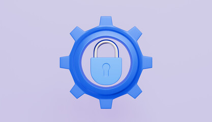Security Settings Icon Gear with Lock and security concept