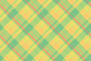 Exotic fabric vector tartan, decoration check textile plaid. Net pattern background seamless texture in green and yellow colors.