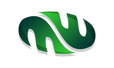 Letter MW with leaves symbol design vector