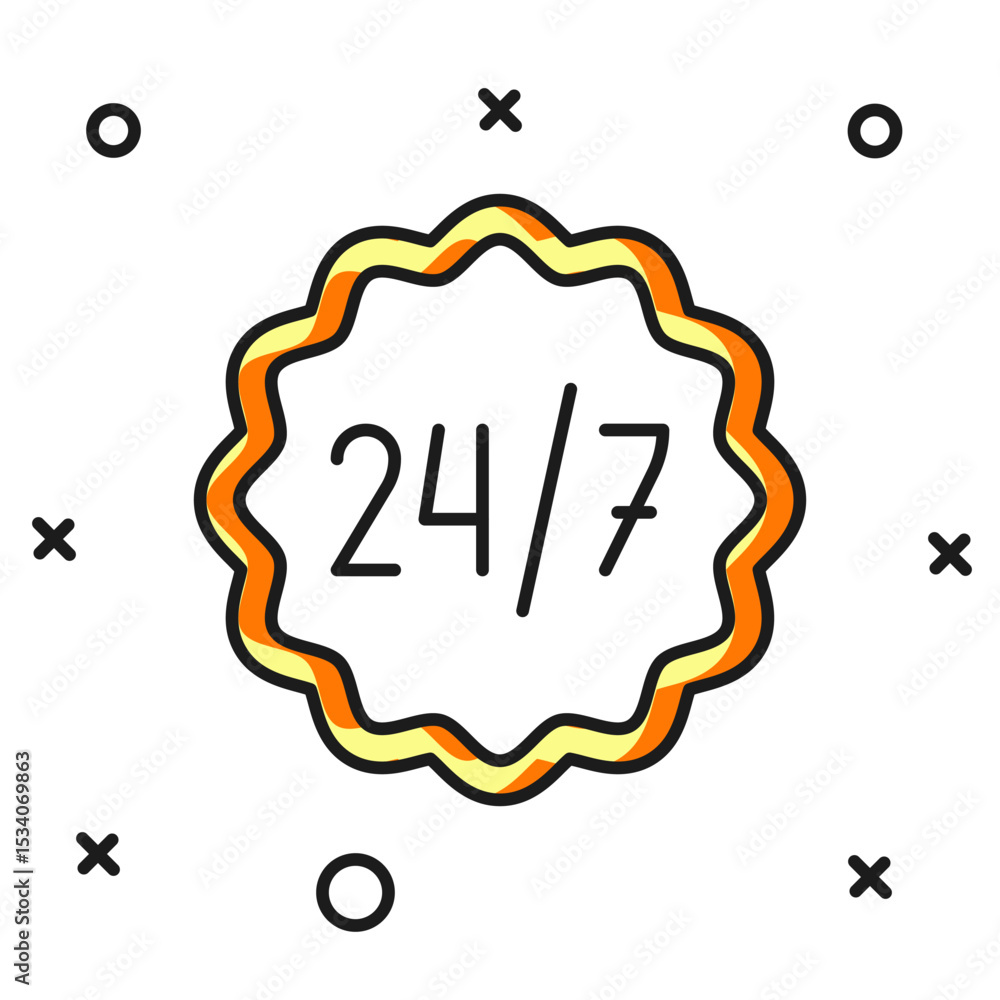 Aufkleber filled outline clock 24 hours icon isolated on white background. all day cyclic icon. 24 hours servi