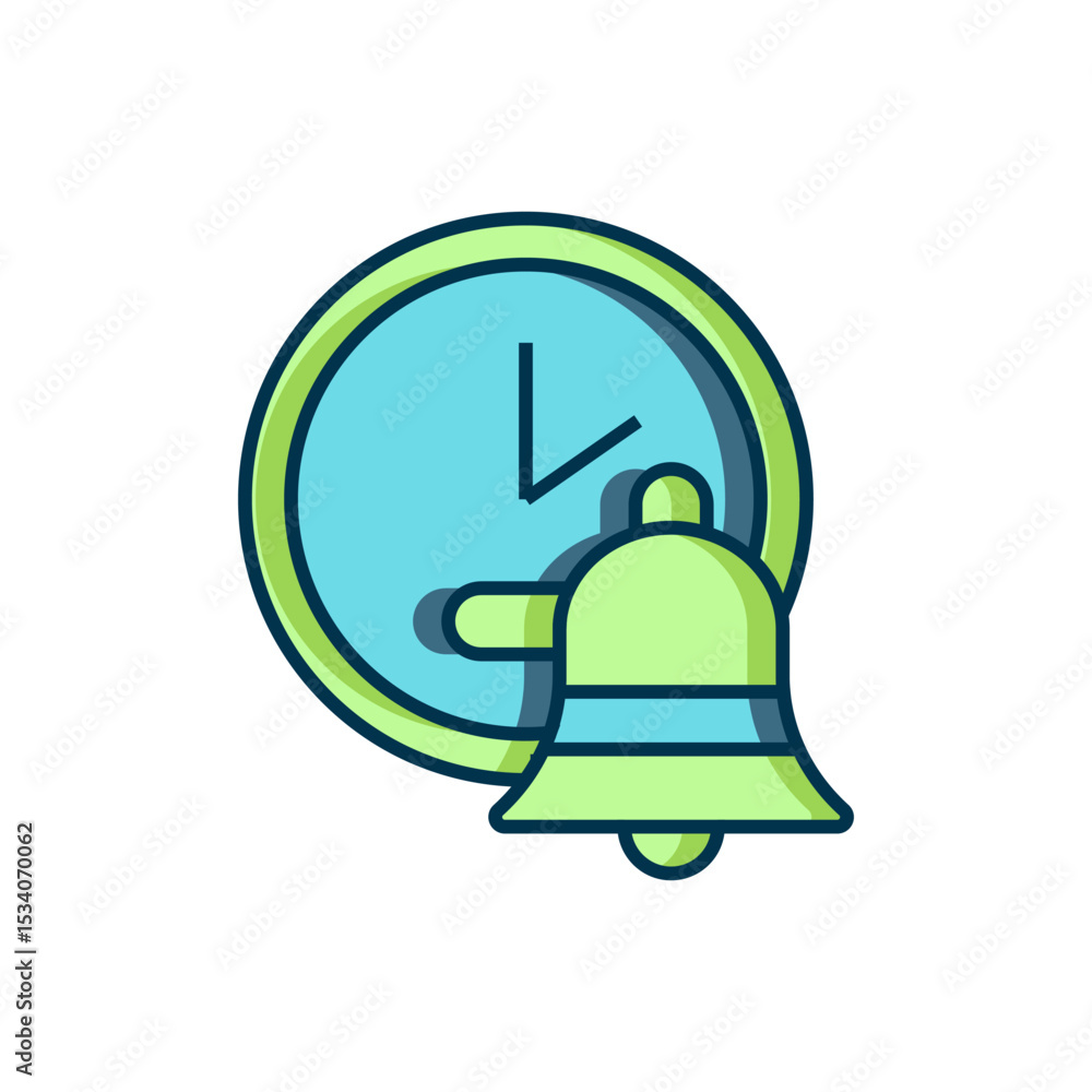Poster filled outline alarm clock icon isolated on white background. wake up, get up concept. time sign. fl