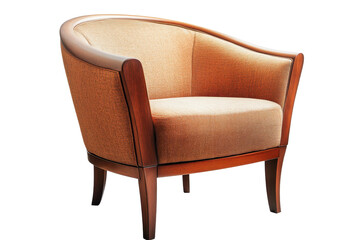 Vintage wooden chair designed for elderly comfort in a cozy living room setting, highlighting its warm upholstery and sturdy craftsmanship suitable for relaxation or reading