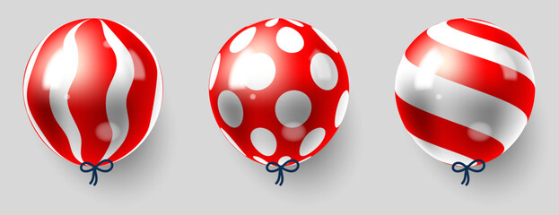 red and white patterned balloons vector set