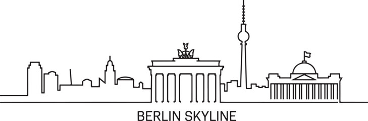 Minimalist line art illustration of the iconic Berlin skyline