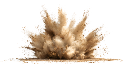 Powerful dust explosion cloud burst rising in the air a dynamic visual of energy and impact with a sandstorm like effect