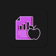 Diet plan icon isolated on isolated on black background. Concept of fitness marathon, proper nutrition, healthy food, beautiful body, vegetables slimming. Flat filled outline style with shadow. Vector
