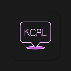 Filled outline Kcal icon isolated on isolated on black background. Health food. Flat filled outline style with shadow. Vector