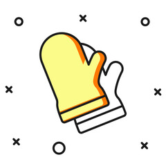 Filled outline Protective gloves icon isolated on white background. Protective clothing and tool worker. Flat filled outline style with shadow. Vector