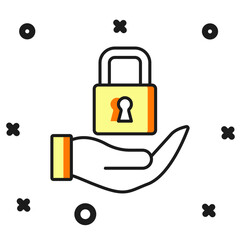Filled outline Lock icon isolated on white background. Padlock sign. Security, safety, protection, privacy concept. Flat filled outline style with shadow. Vector